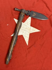 1800'S SPIKED HEAD NATIVE AMERICAN INDIAN SPONTOON TOMAHAWK PIPE