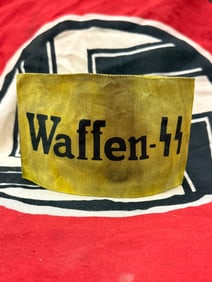 WW2 GERMAN WAFFEN SS AUXILLIARY ARMBAND WITH RZM PAPER TAG