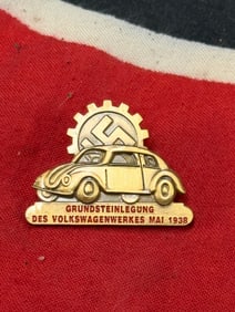 German WWII 1938 Silver Volkswagen Plant Badge By Ges. Gesch.