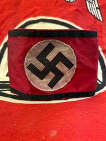 RARE PERIOD WORN WW2 GERMAN WAFFEN SS ARMBAND WITH RZM PAPER TAG