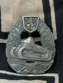 Czeckoslovsakian 1930's Tank Corps Award Silver Military Badge