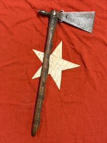 1800'S INDIAN WARS SAD BUFFALO FACE PIPE TOMAHAWK