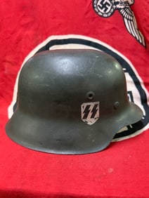 VET BRING BACK ID'D WW2 GERMAN WAFFEN-SS HELMET
