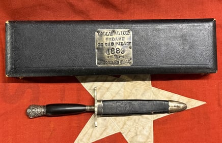 1883 DALLAS ALICE MADAME OF THE PALACE BOWIE KNIFE IN ORIGINAL BOX BY REINHARD