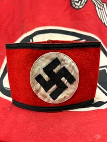 German WWII SS Member's Wool & Rayon Multi-Piece Armband - Service Used With RZM Tag