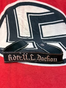 WW2 German Kdre.U.L.Dachau Brassard, Waffen SS Cuff Title With RZM Tag