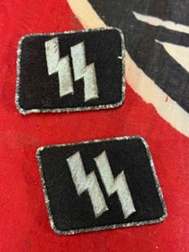 WWII German SS Officer Collar Tabs With RZM Paper Tag
