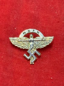 RARE WW2 GERMAN NSFK BADGE PIN IN SILVER