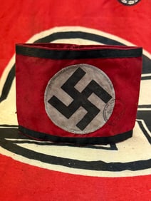 RARE WW2 GERMAN WAFFEN SS OFFICER ARMBAND WITH INSPECTION STAMP & RZM PAPER TAG