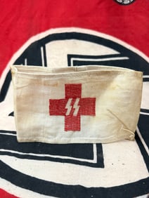 SCARCE WW2 GERMAN WAFFEN SS RED CROSS WHITE ARMBAND DRK