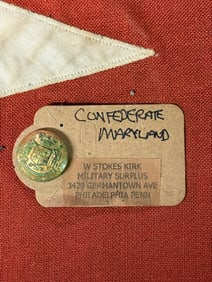 CIVIL WAR CONFEDERATE CSA MARYLAND COAT BUTTON BY W. STOKES KIRK