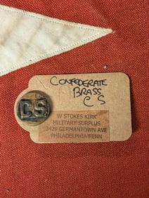 CIVIL WAR CONFEDERATE CSA BRASS CS BUTTON BY W. STOKES KIRK