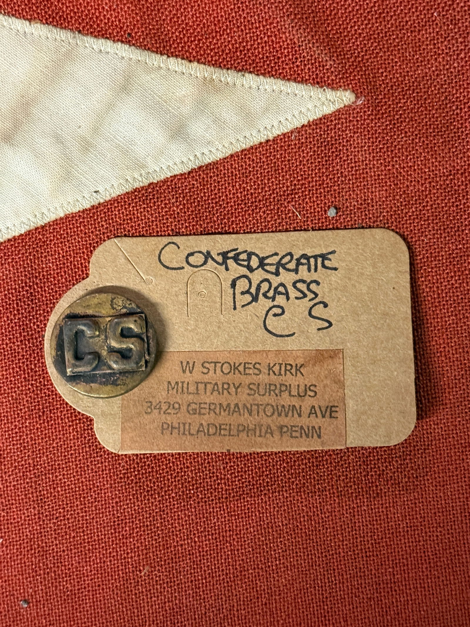 CIVIL WAR CONFEDERATE CSA BRASS CS BUTTON BY W. STOKES KIRK: CIVIL WAR CONFEDERATE CSA BRASS CS BUTTON BY W. STOKES KIRK. A RARE EXAMPLE THAT IS IN MINT OVERALL SHAPE AND CONDITION WITH A BEAUTIFUL OVERALL PATINA. SHOWS GOOD WEAR AND USE. PLEASE VIEW ALL DETAIL