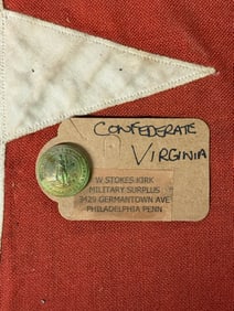 CIVIL WAR CONFEDERATE CSA VIRGINIA COAT BUTTON BY W. STOKES KIRK