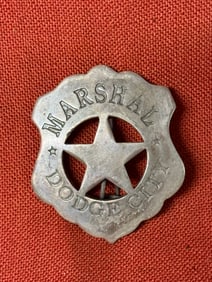 ANTIQUE 1800'S MARSHAL DODGE CITY BADGE