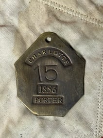 DATED 1856 #15 CHARLOTTE PORTER SLAVE TAG SERVANT ID