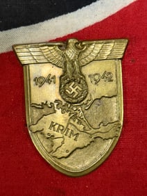 WW2 GERMAN 1941 1942 KRIM SLEEVE SHIELD BADGE