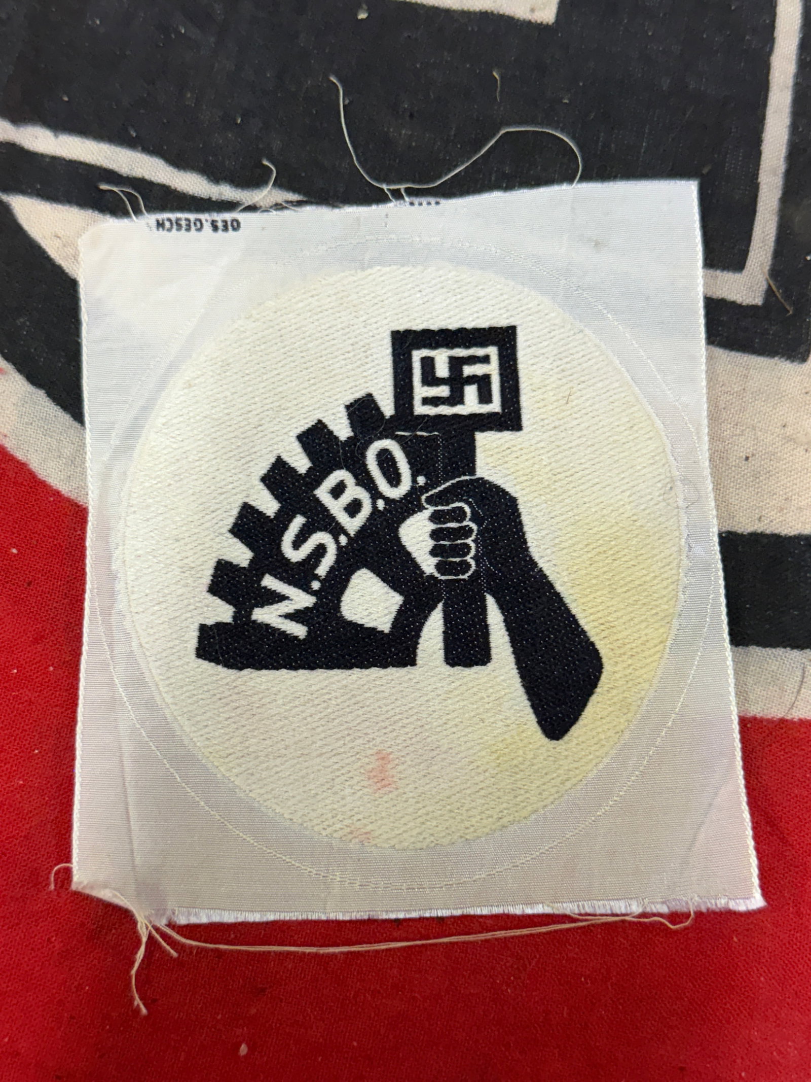 WW2 German NSBO Sport Shirt Patch By Ges. Gesch.: WW2 German NSBO Sport Shirt Patch By Ges. Gesch. An ultra rare find that is in mint overall shape and condition with a beautiful overall patina. Shows good wear and use. Maker marked Ges. Gesch. Pleas