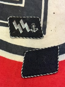 WW2 GERMAN WAFFEN SS DIVISION COLLAR TABS WITH RZM PAPER TAG