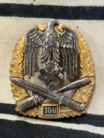 WWII German General Assault Badge Numbered 100 For Engagements By JFS