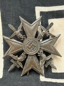 ULTRA RARE WW2 GERMAN SPANISH CROSS IN SILVER WITH SWORDS