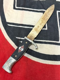 WW2 GERMAN HITLER YOUTH DAGGER BY RZM "BLUT UND EHRE" BLADE ENGRAVING