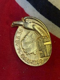 German NSDAP (NAZI PARTY) 1936 KOBLENZ-TRIER PROVINCIAL DAY BADGE IN GOLD