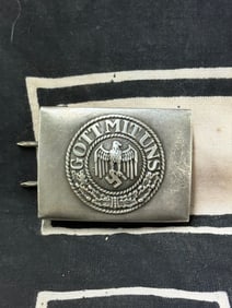 RARE WW2 GERMAN GOTT MIT UNS BELT BUCKLE WITH MAKER MARKS