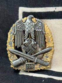 WW2 GERMAN GENERAL ASSAULT BADGE FOR 100 ENGAGEMENTS BY JFS