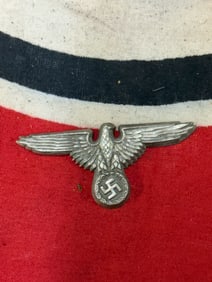 RARE WW2 GERMAN WAFFEN SS VISOR CAP EAGLE IN SILVER
