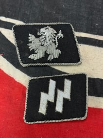 WW2 GERMAN WAFFEN SS 14TH GRENADIER SET OF COLLAR TABS WITH RZM PAPER TAG