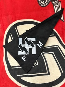RARE WW2 GERMAN DOUBLE SIDED WAFFEN SS FM PENNANT