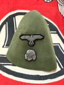RARE WW2 GERMAN WAFFEN SS FIELD GRAY SERVICE FEZ HAT CAP KEPI
