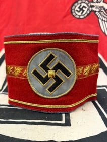 GERMAN 3RD REICH ARMBAND OF NSDAP POLITICAL LEADER WITH RZM PAPER TAG
