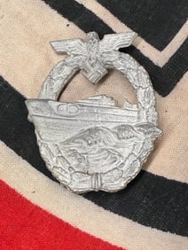WW2 GERMAN 2ND PATTERN E-BOAT BADGE BY R.S.