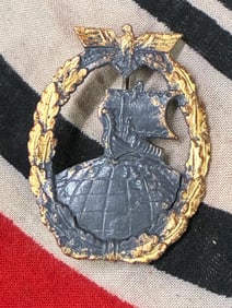 German WWII Kriegsmarine Navy Auxiliary Cruiser War Badge