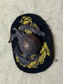INDIAN WARS M1869 U.S. MARINE CORPS OFFICER BULLION HEADGEAR BADGE INSIGNIA