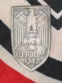 Rare WW2 German Cholm 1942 Campaign Shield