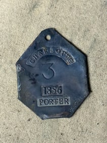 DATED 1856 CHARLOTTE #3 PORTER SLAVE TAG SERVANT ID