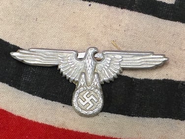 WW2 GERMAN ALUMINUM WAFFEN-SS CAP EAGLE BY GES. GESCH.