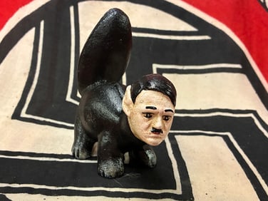 1940s Cast Iron Hitler the Skunk Paperweight