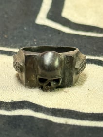 RARE WW2 GERMAN TOTENKOPF SS SKULL RING IN 800 SILVER