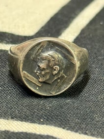 RARE WW2 GERMAN ADOLF HITLER'S BIRTHDAY RING IN 800 SILVER
