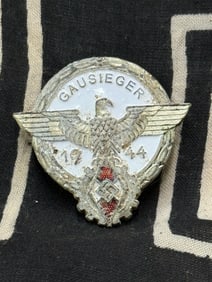 WW2 German Third Reich 1944 HJ Gausieger Award Badge By G. Brehmer Markneukirchen
