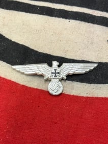 RARE WW2 GERMAN NSRKB ALUMINUM VISOR CAP EAGLE BADGE