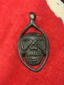 RARE WW2 GERMAN TOTENKOPF SS OFFICER 800 SILVER PENDANT
