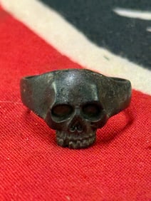 WW2 GERMAN WAFFEN SS TOTENKOPF SKULL 800 SILVER RING