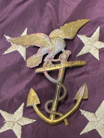 SCARCE CIVIL WAR NAVY OFFICER HEADGEAR BADGE INSIGNIA