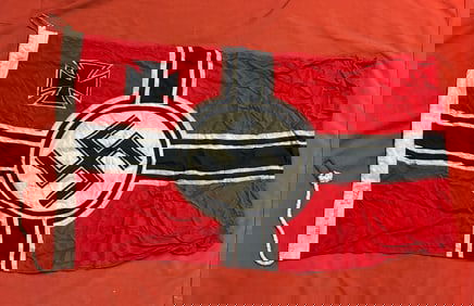 WW2 GERMAN KRIEGSMARINE NATIONAL WAR BATTLE FLAG U-BOAT - MAKER MARKED