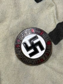 WW2 GERMAN HEIL HITLER LUDENDORFF.V.GRAZFF LAPEL ENAMELED PIN BADGE BY RZM M1/4 GES. GESCH.